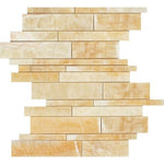 Honey Onyx Polished Random Strip Mosaic Tile