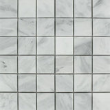 2 X 2 Bianco Venatino (Bianco Mare) Marble Honed Mosaic Tile