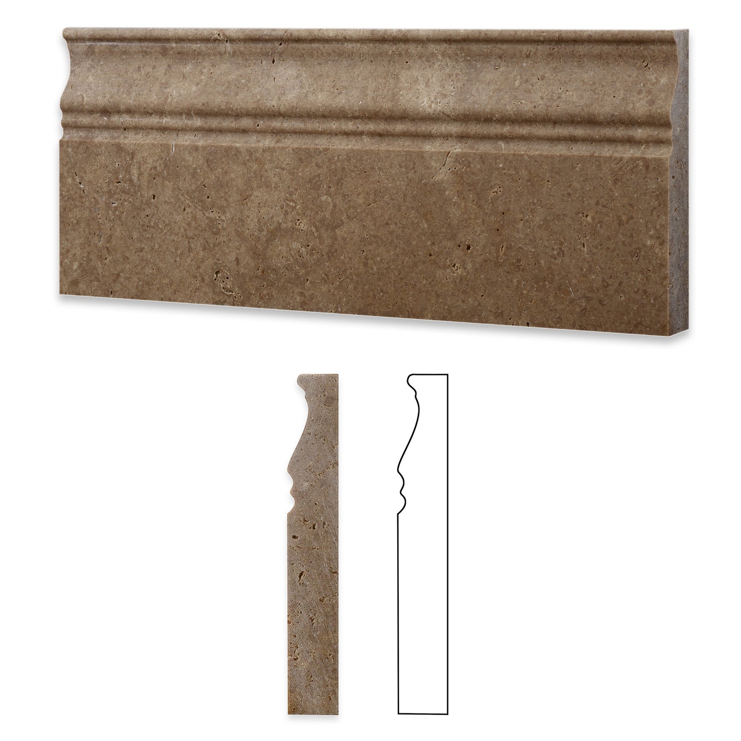 Noce Travertine Honed 5 X 12 Baseboard Trim Molding