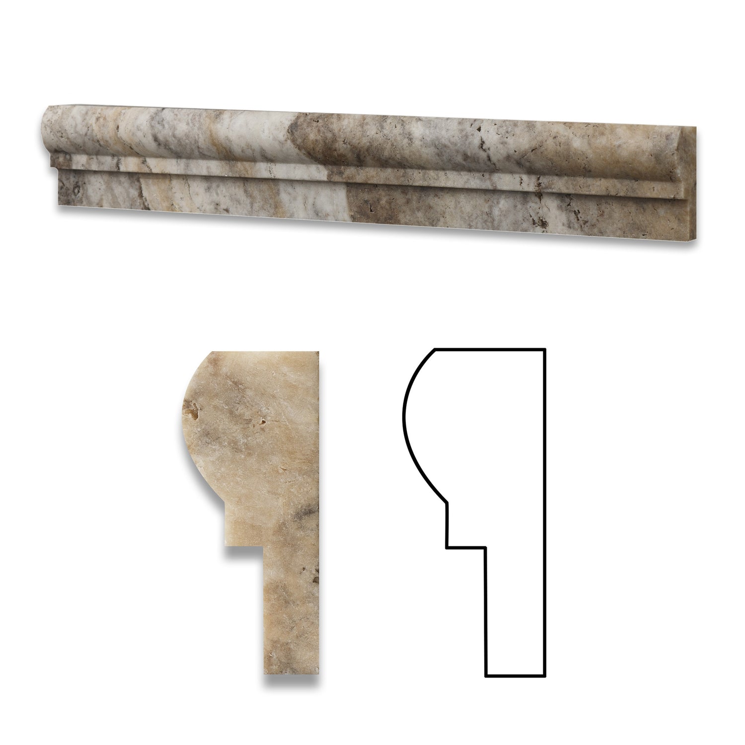 Philadelphia Travertine Honed OG-1 Chair Rail Molding Trim