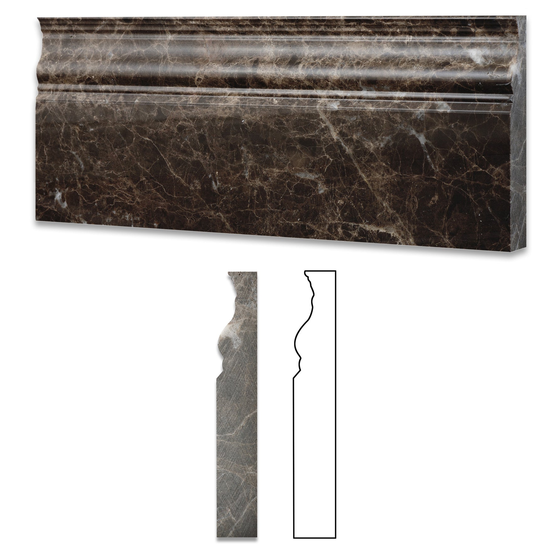 Emperador Dark Marble Polished Baseboard Trim Molding