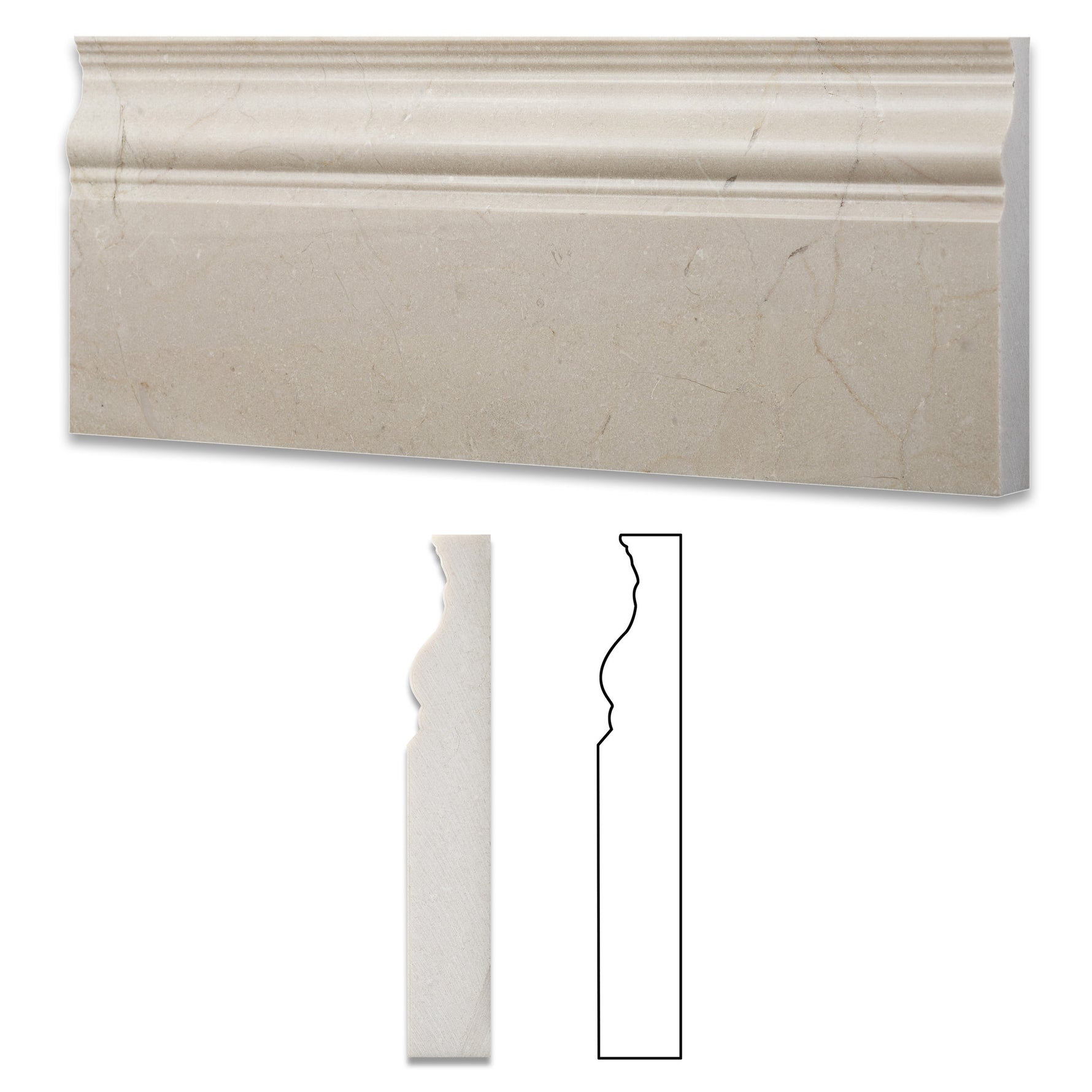 Crema Marfil Marble Polished Baseboard Trim Molding