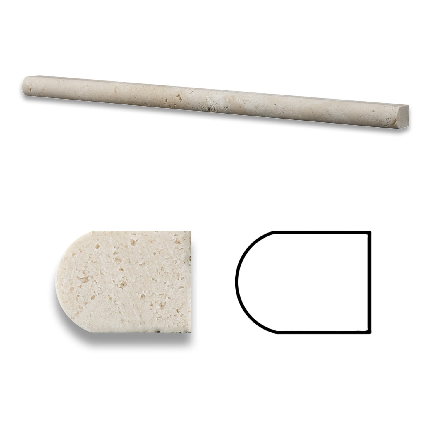 Ivory Travertine Honed 1/2 X 12 Pencil Liner