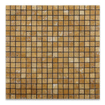 5/8 X 5/8 Gold / Yellow Travertine Tumbled Mosaic Tile