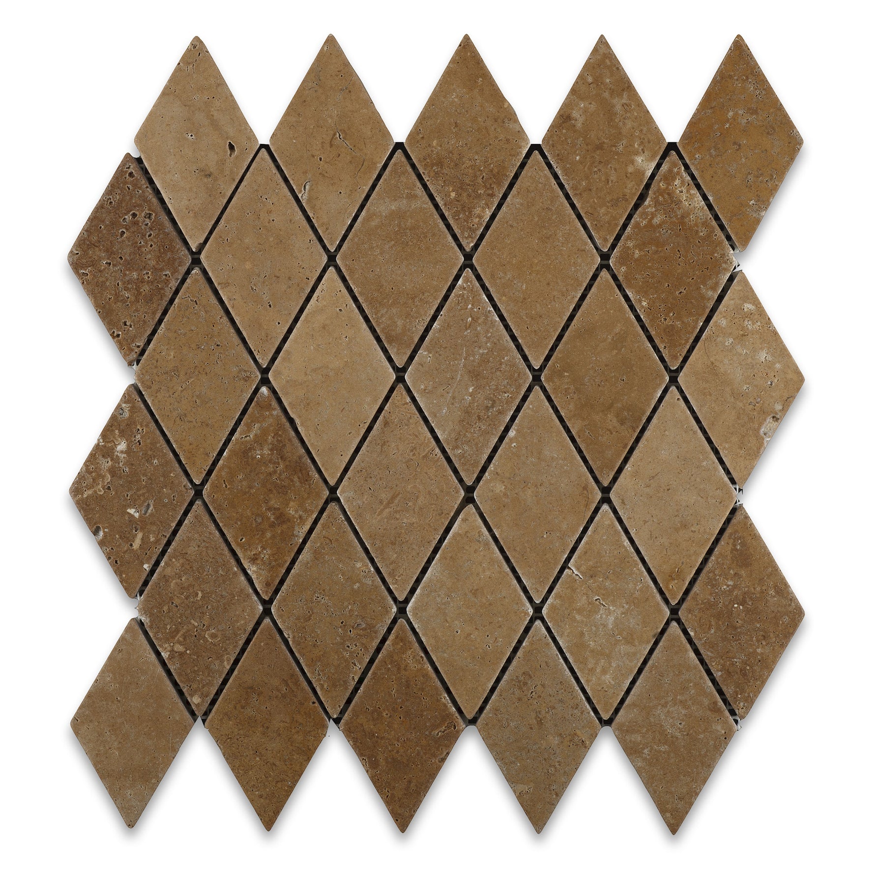 Noce Travertine 2 X 4 Tumbled Diamond Mosaic Tile