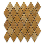 Gold / Yellow Travertine 2 X 4 Tumbled Diamond Mosaic Tile