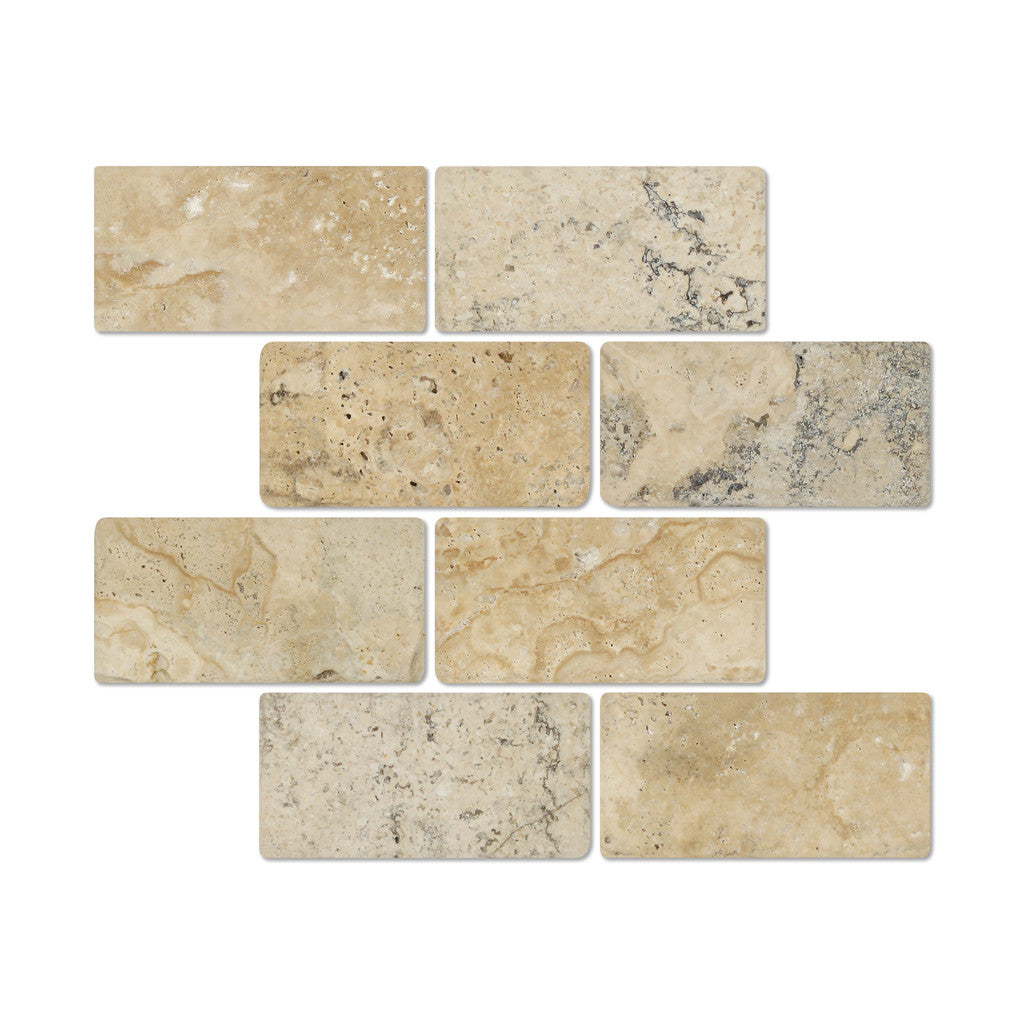 3 X 6 Philadelphia Travertine Tumbled Subway Brick Field Tile