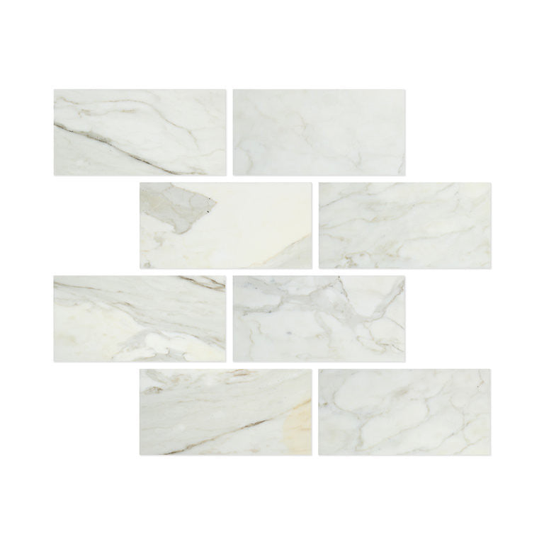 6 X 12 Calacatta Gold Marble Honed Subway Brick Field Tile